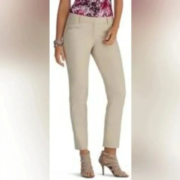 WHBM Perfect Form Ankle Pants Beige Solid Size 8R - Picture 1 of 7